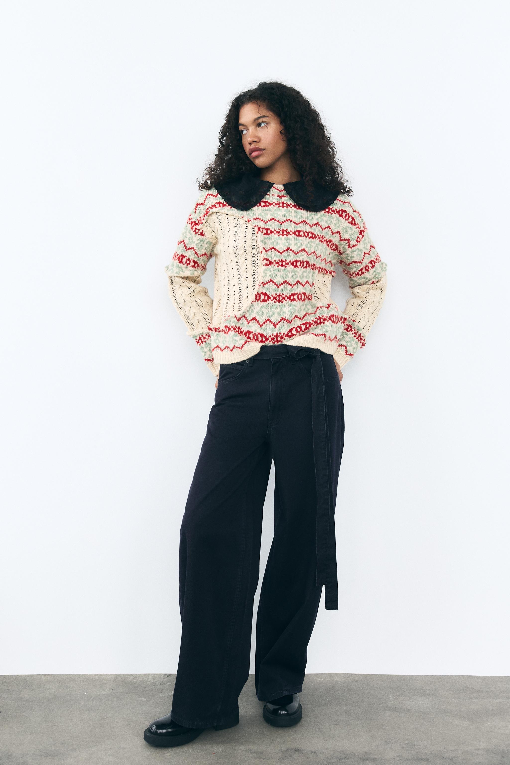 CABLE KNIT JACQUARD SWEATER Multicolored ZARA Canada