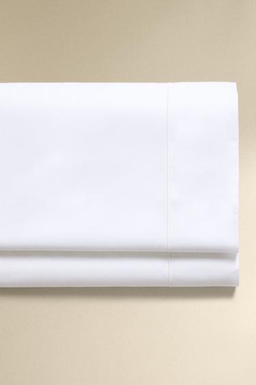 Zara SCALLOPED EDGE 800-THREAD-COUNT COTTON PERCALE FLAT SHEET - White