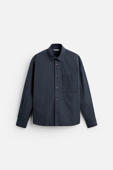 CAMISA POPELÍN ALGODÓN - Marino oscuro de Zara