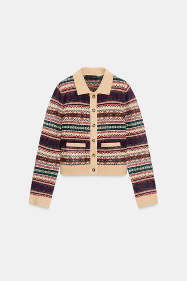 GILET EN MAILLE JACQUARD - Multicolore de Zara - Image 7