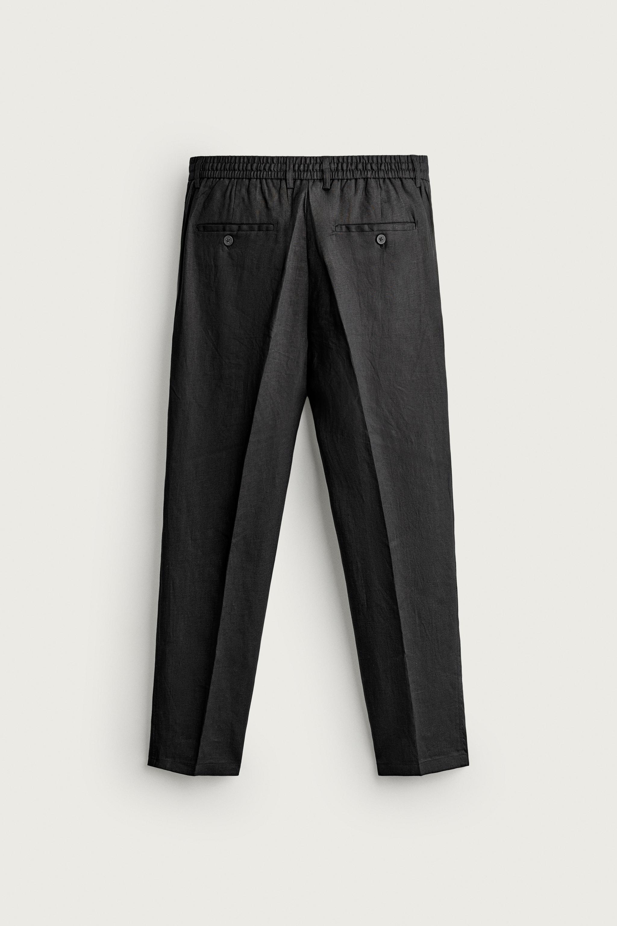 100% LINEN REGULAR FIT PANTS