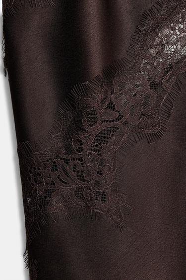 ZW COLLECTION LACE CAMISOLE TOP - Brown by Zara - Image 6