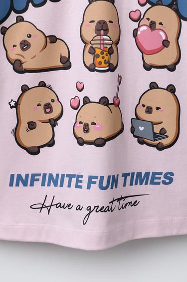T-SHIRT IMPRIMÉ CAPYBARA CAPYFUN © - Rose de Zara - Image 2