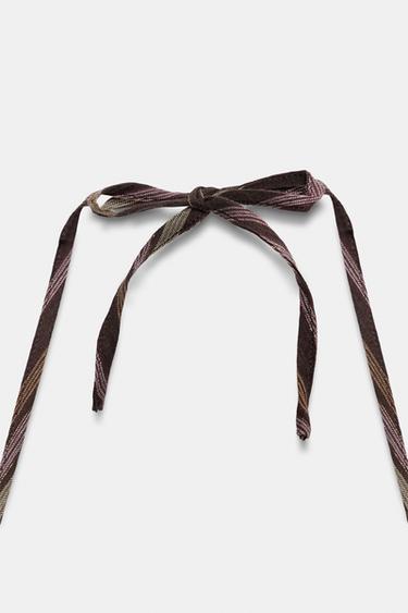 METALLIC THREAD STRIPED TOP - Brown by Zara - Image 9