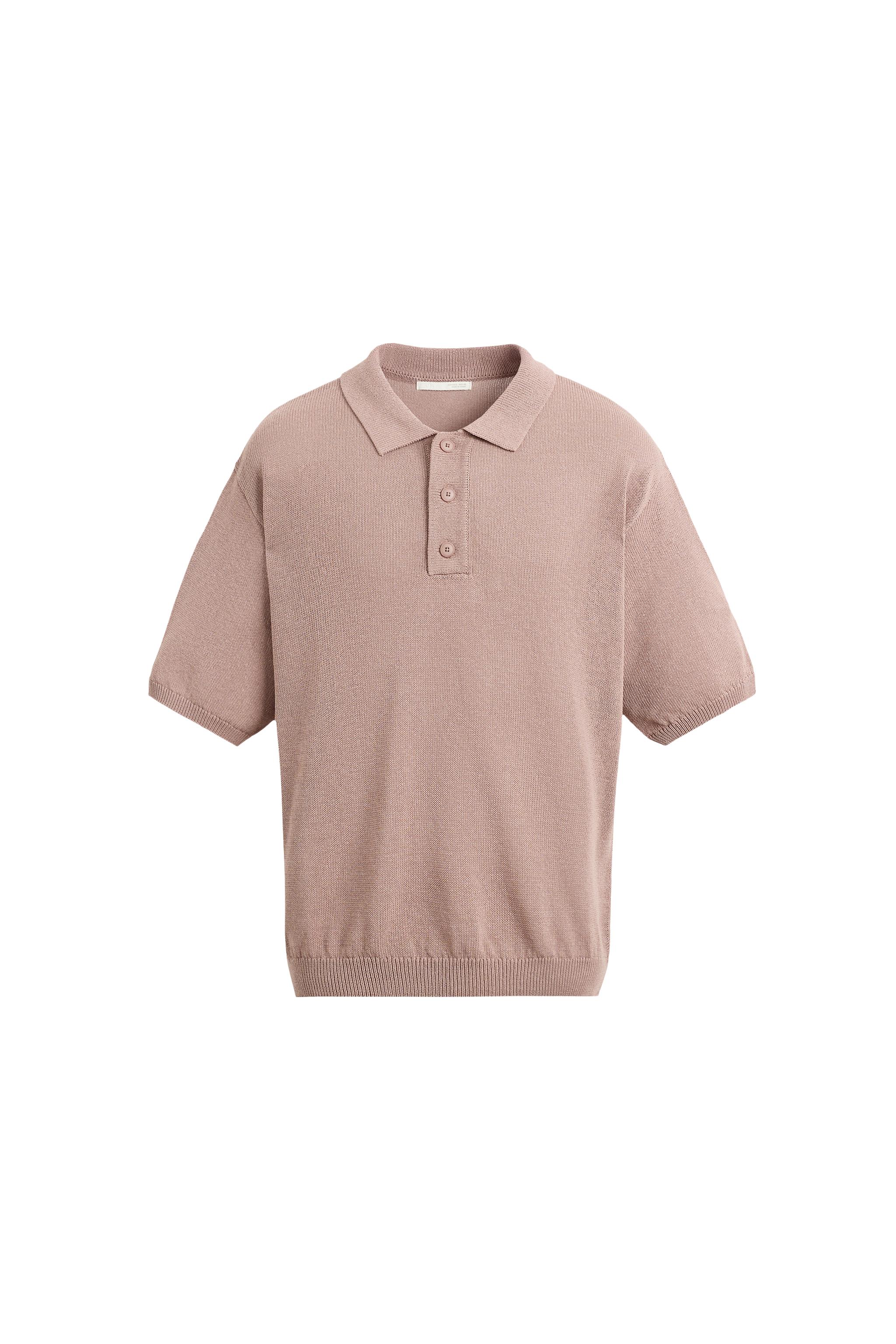 TEXTURED KNIT POLO SHIRT - Pink | ZARA South Africa