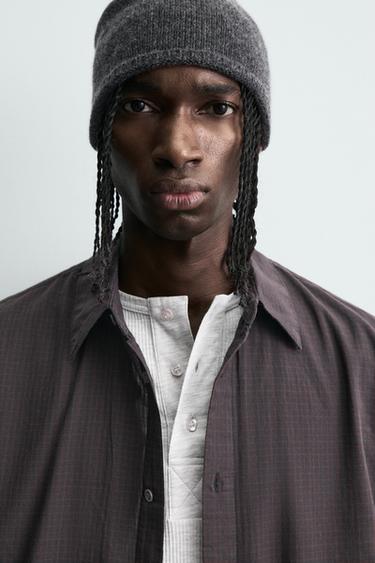 RELAXED FIT CHECK SHIRT - Black / Brown by Zara - Image 4