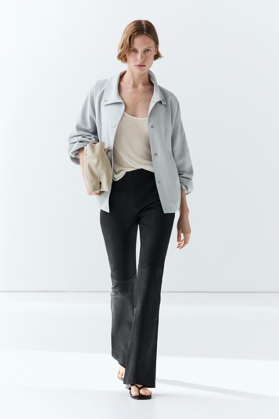 Nappa leather flare fit leggings from Zara - $690