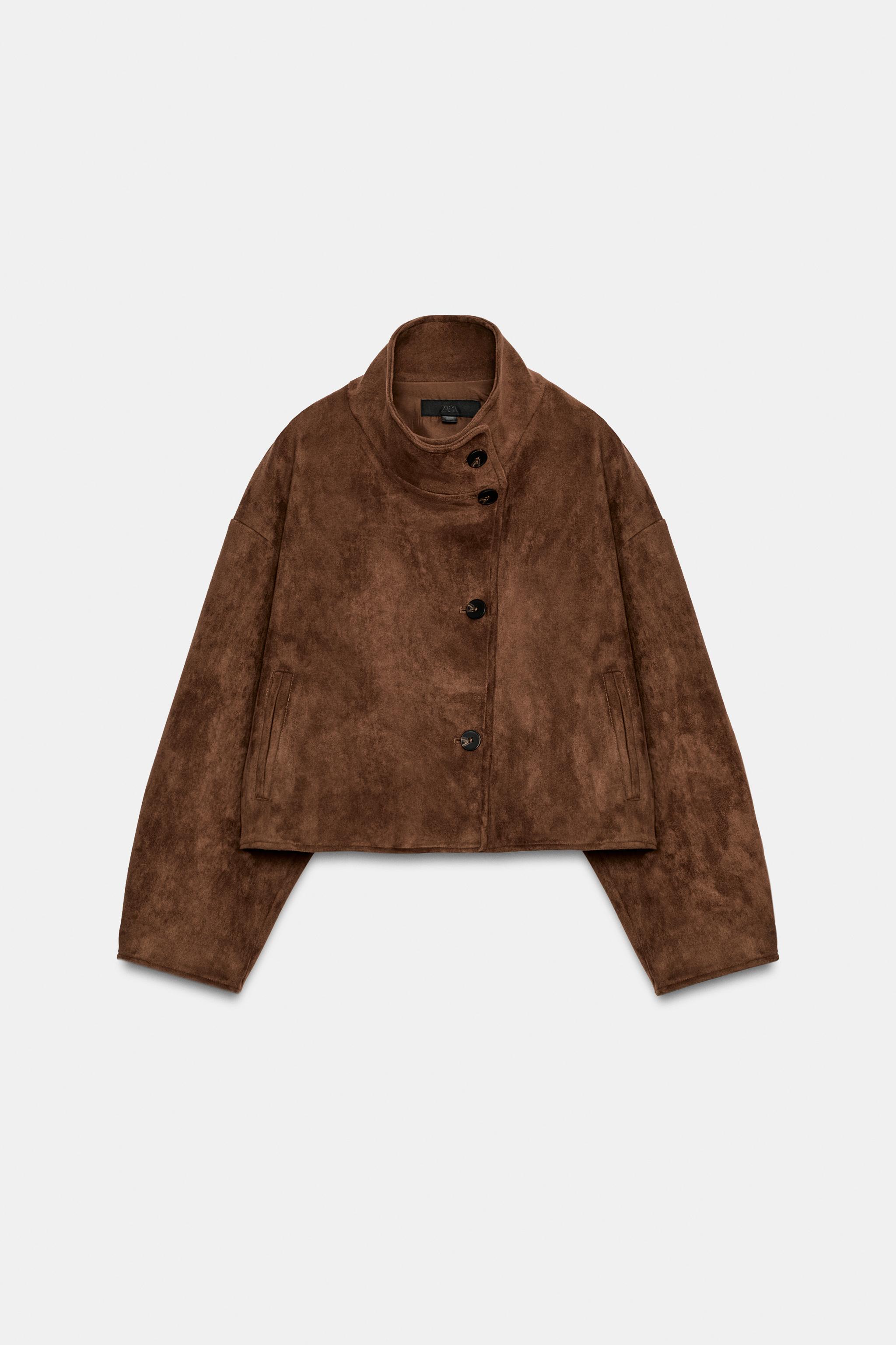 Женские куртки Zara CROPPED FAUX SUEDE JACKET — фото 7