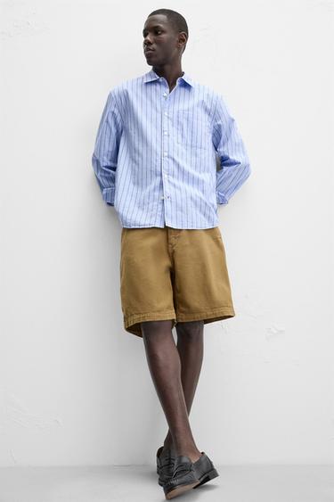 TEXTURED REGULAR FIT BERMUDA SHORTS - Brown by Zara - Image 5