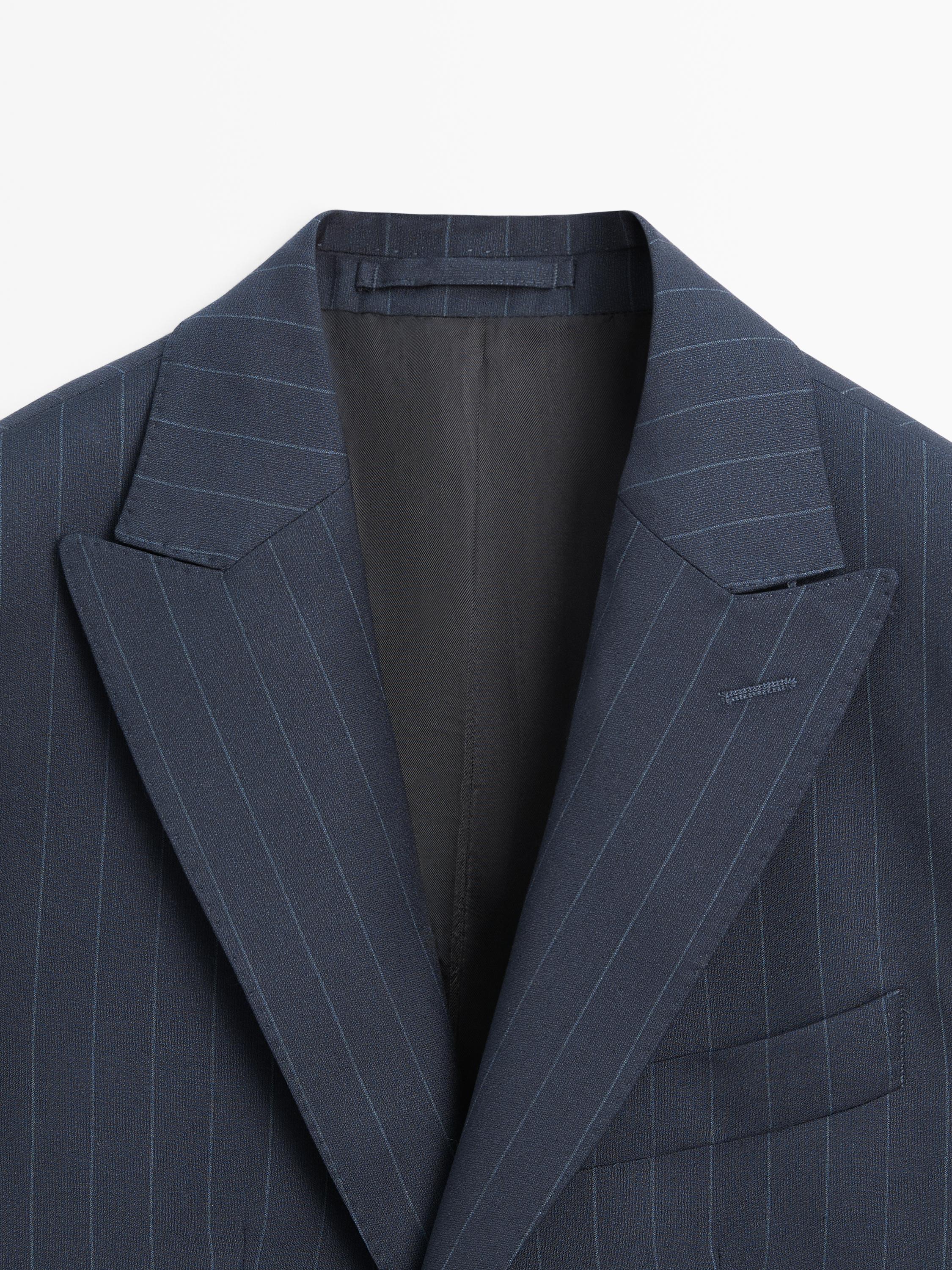 100% wool pinstriped suit blazer