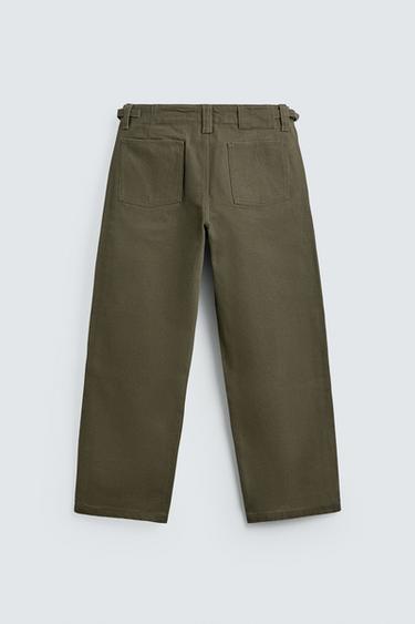 RELAXED FIT CHINO TROUSERS WITH SIDE TABS - Khaki by Zara - Image 6