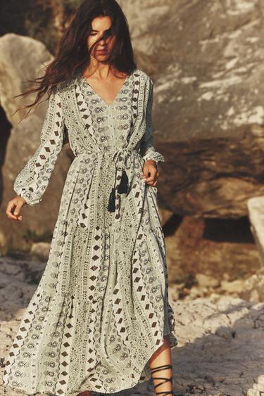 ДЛИННОЕ ПЛАТЬЕ В СТИЛЕ БОХО С БЛЕСТЯЩЕЙ НИТЬЮ — Разноцветный от Zara — изображение 0