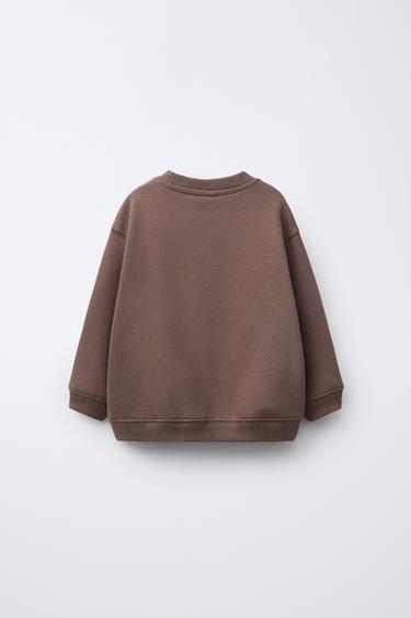 WAFFLE-DETAIL SWEATSHIRT - Chocolate by Zara - Image 1