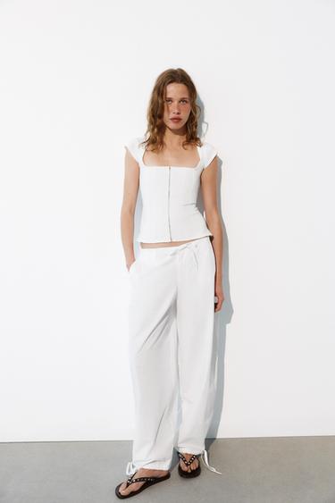 STRETCH CORSETRY-INSPIRED TOP - White by Zara