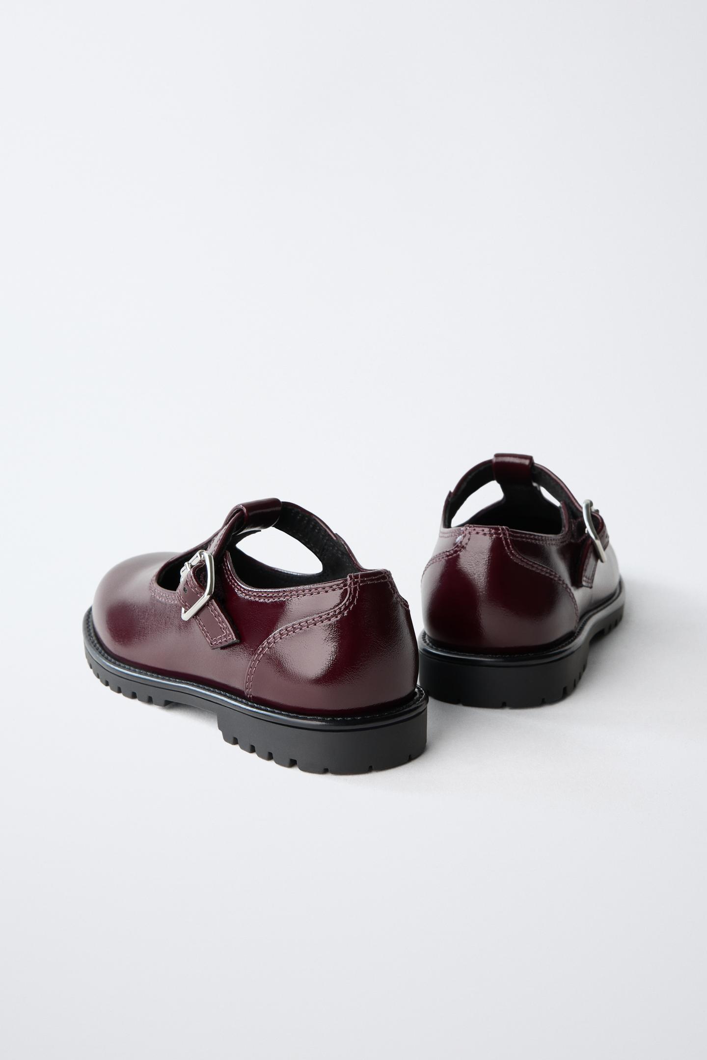 Детские балетки Zara T-STRAP, цвет: Бордовый красный — фото 5