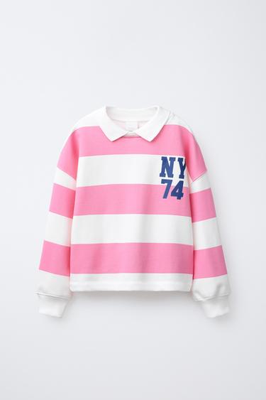 STRIPED POLO NECK SWEATSHIRT - Pink by Zara