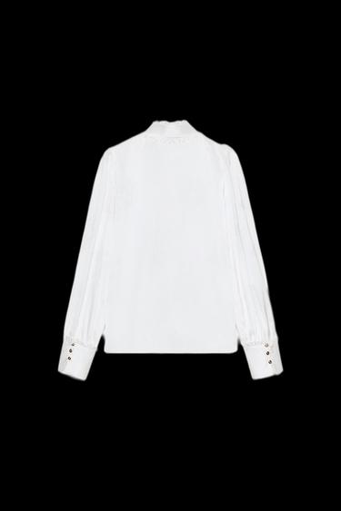 JACQUARD SATIN BLOUSE - White by Zara