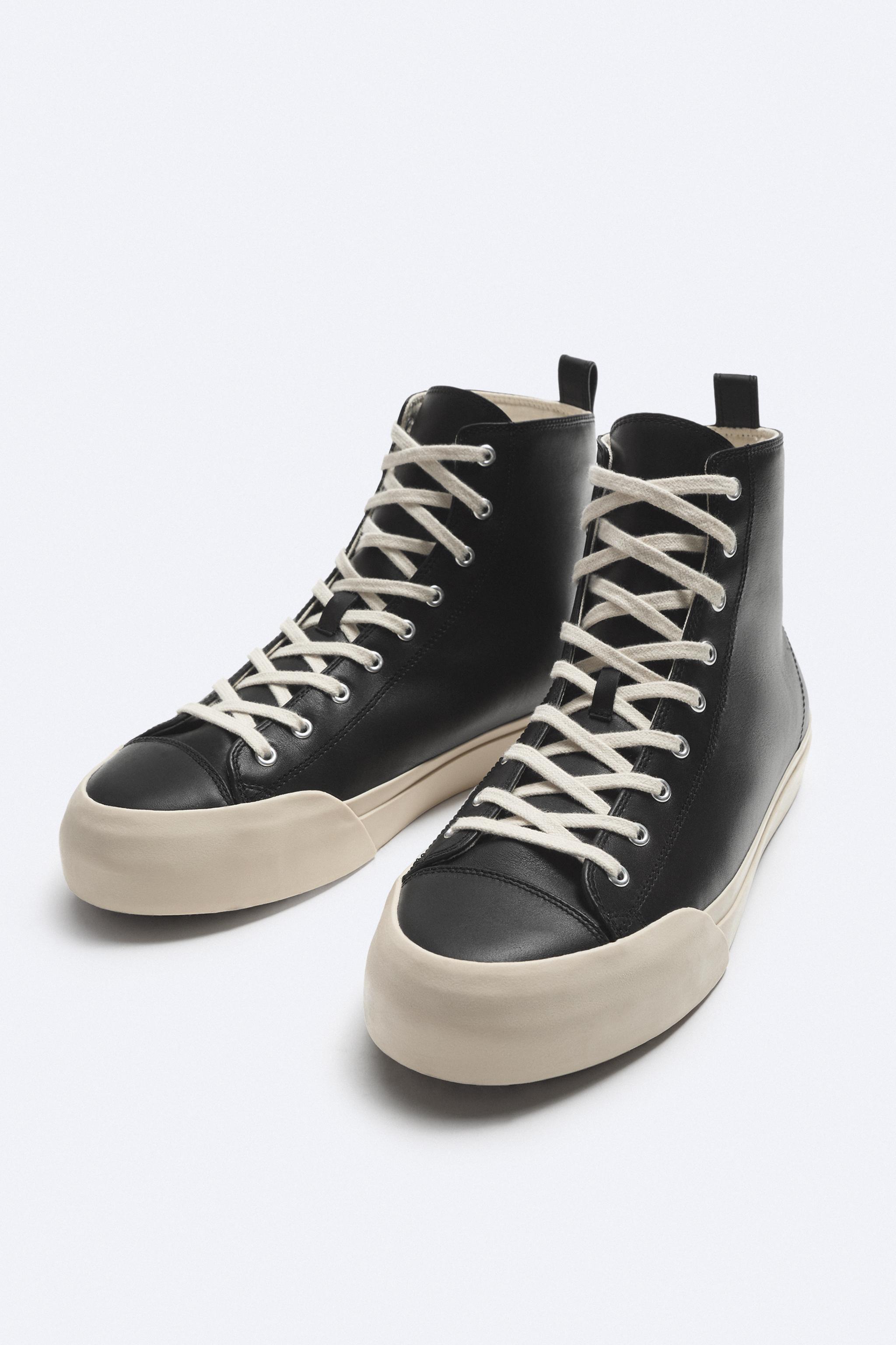 White leather best sale high top sneakers