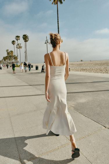 LONG DRAPED DRESS - Oyster-white by Zara - Image 5