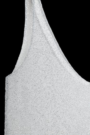 METALLIC THREAD STRAPPY TOP - Silver by Zara