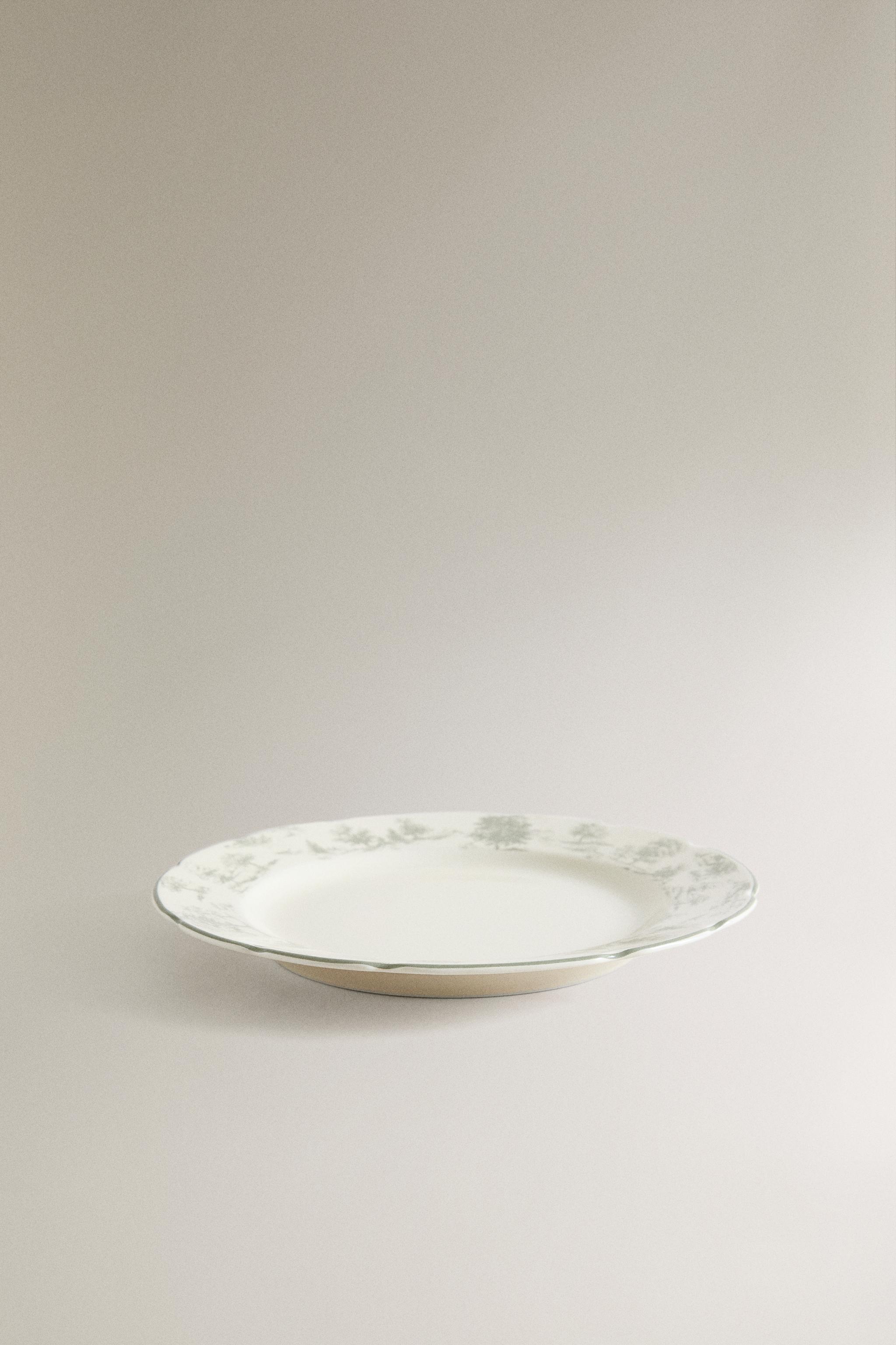 TOILE PORCELAIN DESSERT PLATE — Grey