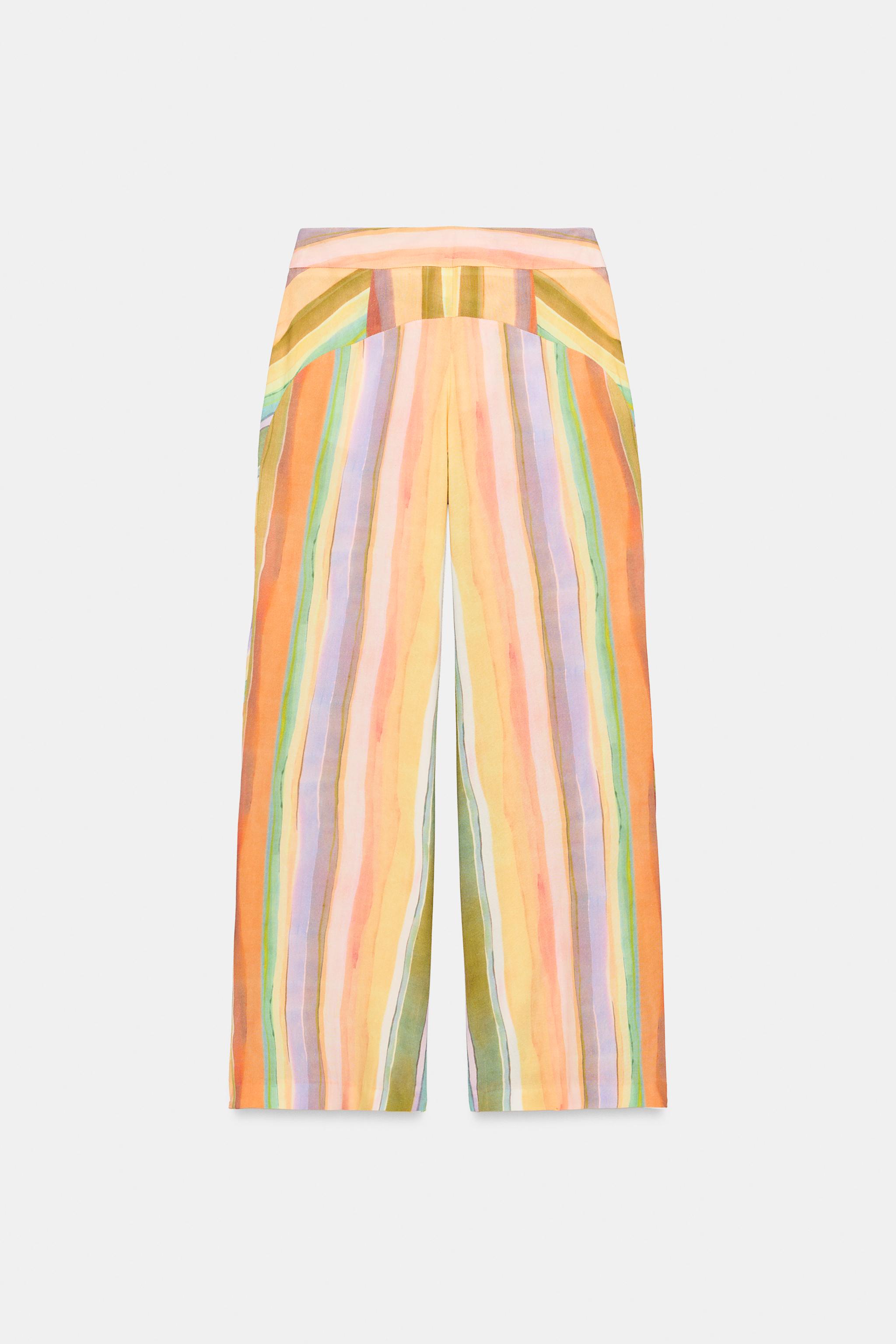 STRIPED WIDE LEG PANTS