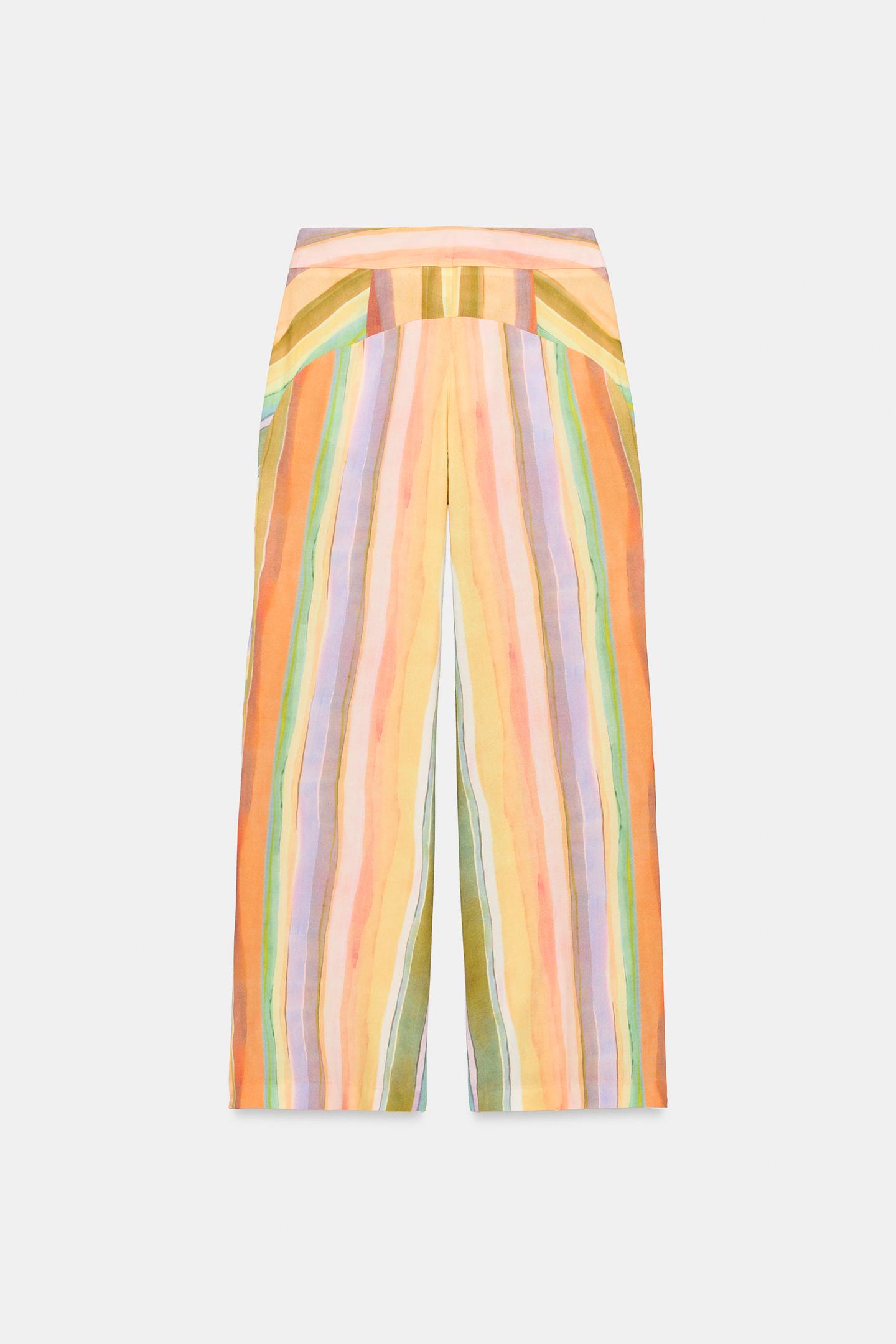 Брюки Zara Striped Wide Leg, цвет: Разноцветный — фото 9