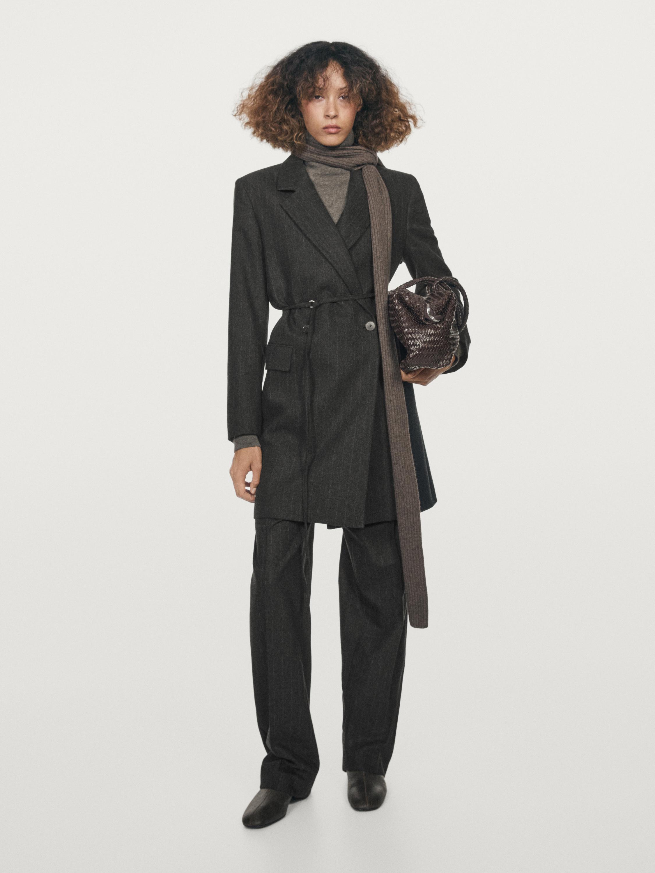 Long striped wool blend blazer