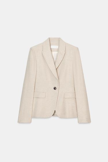 Zara STRAIGHT BLAZER WITH POCKETS - Light beige