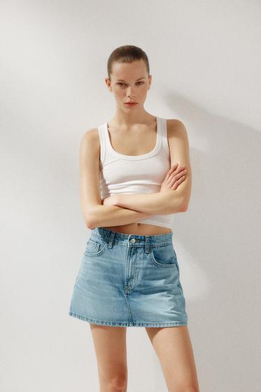 JUPE-CULOTTE EN JEAN TRF - Bleu de Zara - Image 1