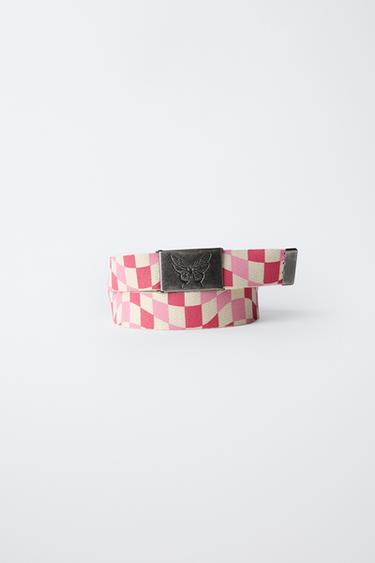 CEINTURE À CARREAUX DAMIER - Rose de Zara