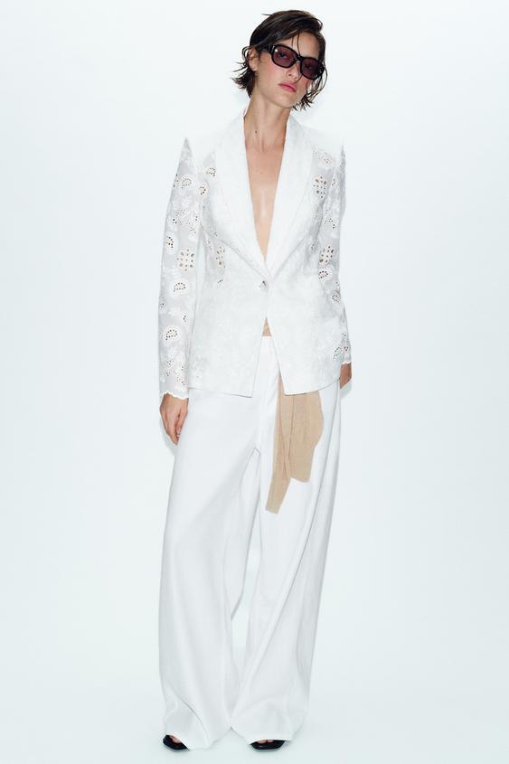 EMBROIDERED PERFORATED SHOULDER PAD TAILORED BLAZER from Zara - $119
