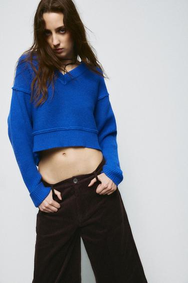 KNIT V-NECK JUMPER - Bluish by Zara
