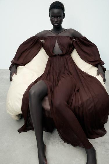 FLOWING LONG DRESS - Brown by Zara - Image 1