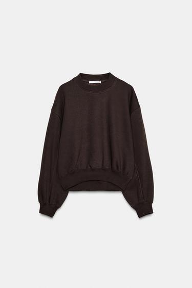 SWEAT MOLLETON BASIQUE - Marron de Zara