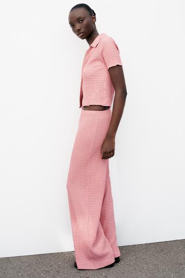 VESTE COURTE TEXTURÉE - Rose pâle de Zara - Image 3