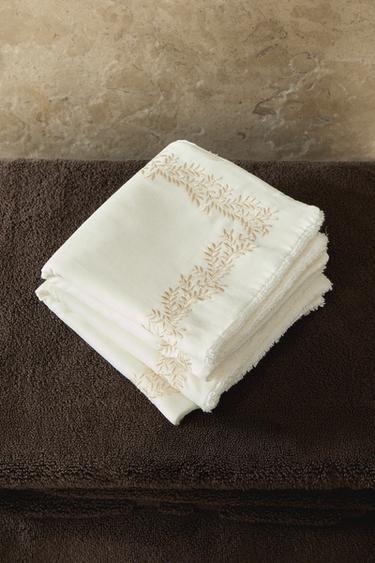 LOT SERVIETTES INVITÉS BRODERIE VÉGÉTALE (LOT DE 2) - Blanc cassé de Zara - Image 5