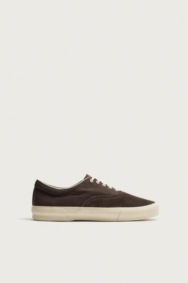 COMBINED LEATHER TRAINERS - Brown by Zara