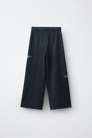 WASHED-EFFECT WIDE-LEG PLUSH TROUSERS WITH STARS - Anthracite grey by Zara - Image 1