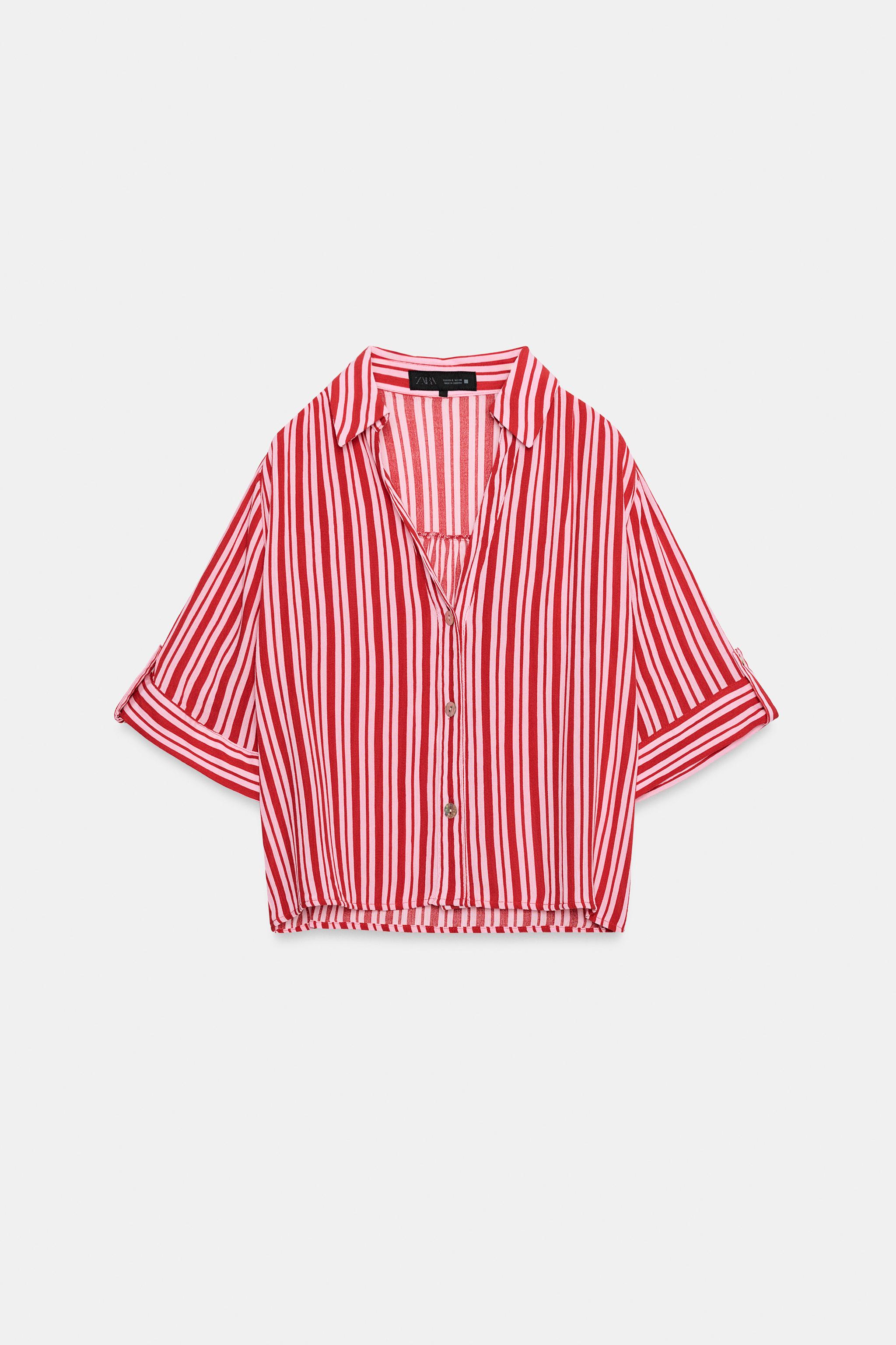 Женские рубашки Zara FLOWY STRIPED SHIRT — фото 6