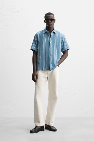 STRIPED TEXTURED SHIRT - Indigo by Zara - Image 0
