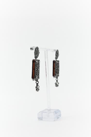 BOUCLES D'OREILLES PIÈCES BRILLANTS - Gris anthracite de Zara - Image 2