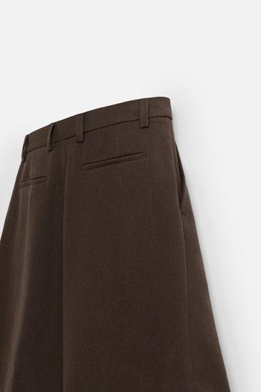 TEXTURED BERMUDA SHORTS WITH PLEATS - Brown by Zara - Image 8