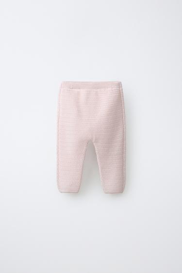 PANTALON EN MAILLE BRODERIE FLEURIE - Rose clair de Zara - Image 1