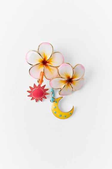 PACK OF FLOWER, SUN AND MOON EARRINGS - Multicoloured by Zara