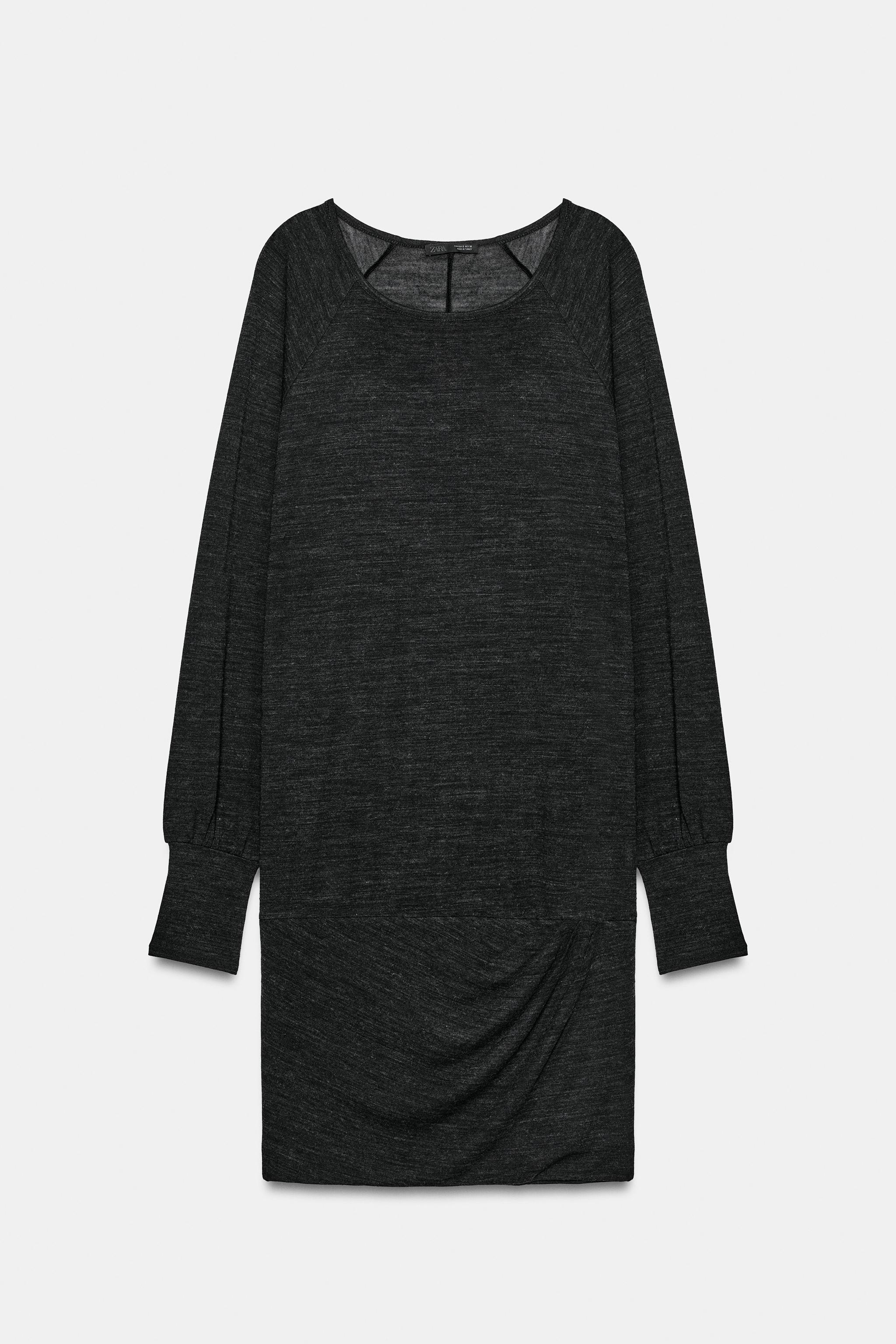 Женские футболки Zara DRAPED LONG-SLEEVE T-SHIRT — фото 4