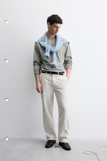 T-SHIRT MEDIUM WEIGHT MANGA COMPRIDA - Cinzento-vigoré da Zara