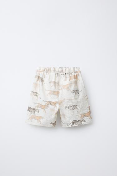 ANIMAL PRINT BERMUDA SHORTS - Light beige by Zara - Image 1