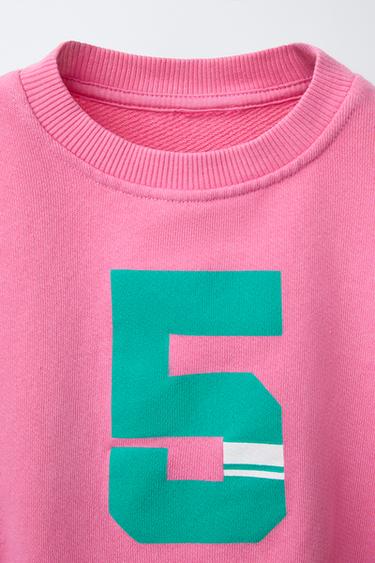 SWEAT À NUMÉRO IMPRIMÉ - Rose craie de Zara - Image 2