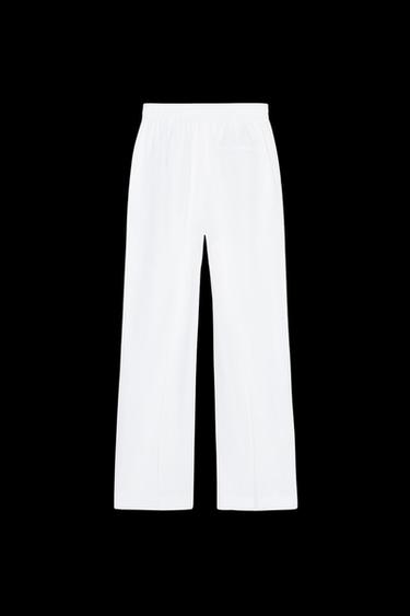 PANTALÓN RECTO CON LINO - Blanco roto de Zara